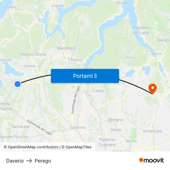 Daverio to Perego map