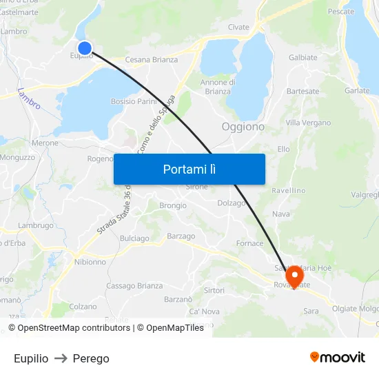 Eupilio to Perego map