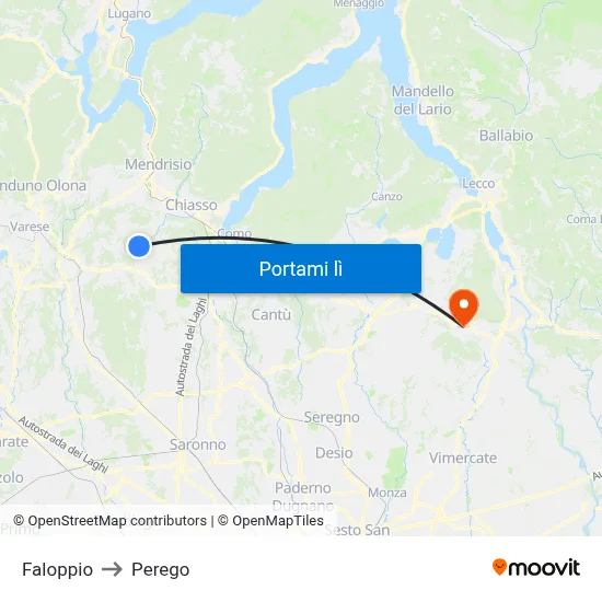 Faloppio to Perego map