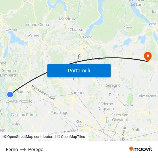 Ferno to Perego map