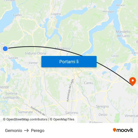 Gemonio to Perego map