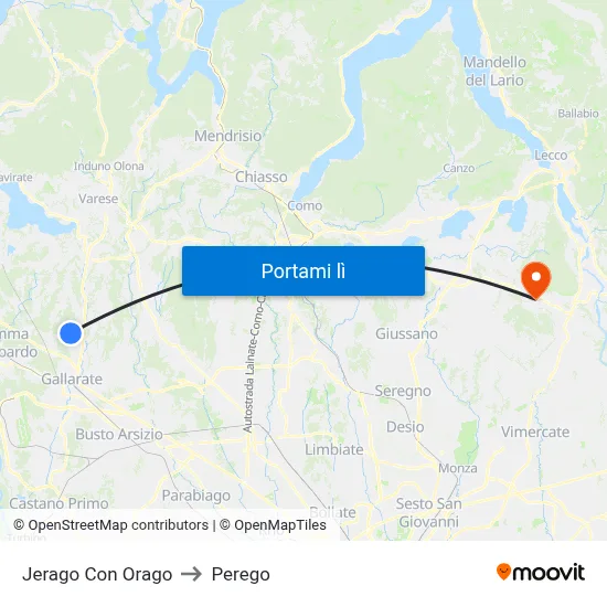 Jerago Con Orago to Perego map