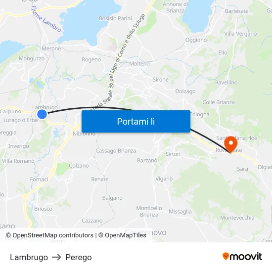 Lambrugo to Perego map