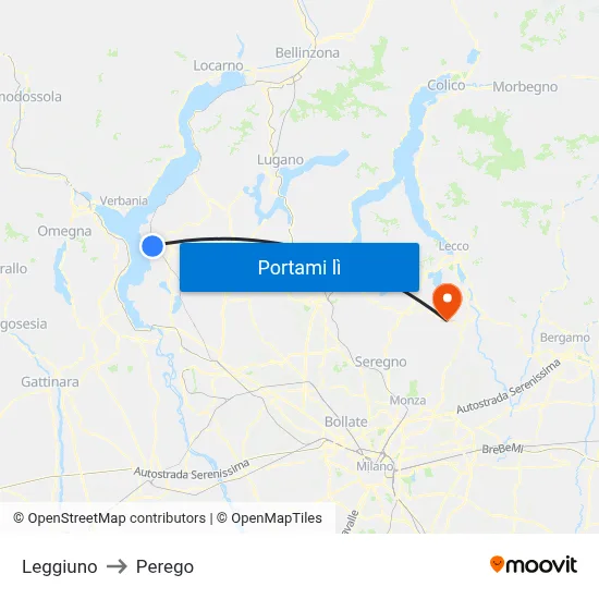 Leggiuno to Perego map