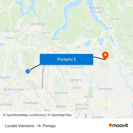 Locate Varesino to Perego map
