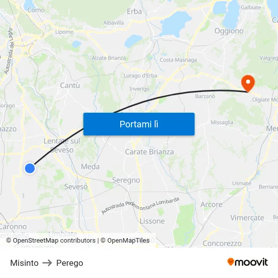 Misinto to Perego map
