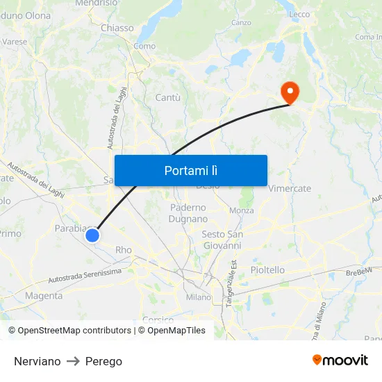 Nerviano to Perego map