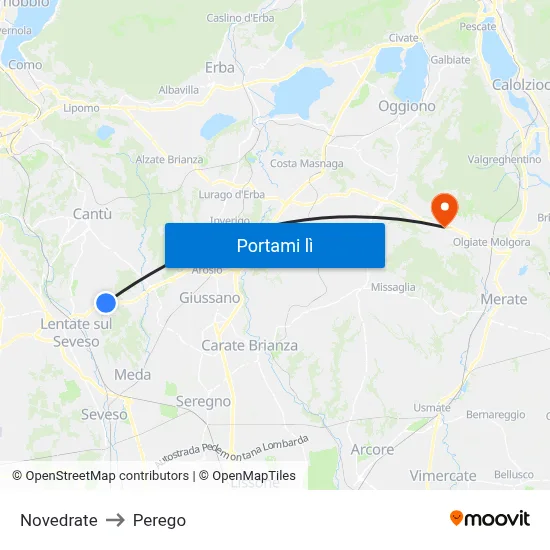 Novedrate to Perego map