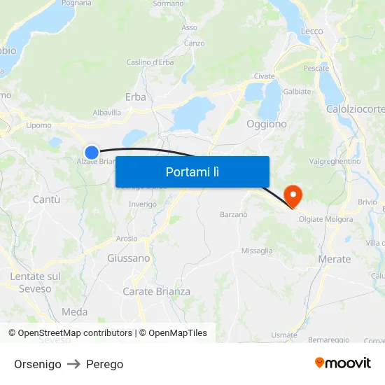 Orsenigo to Perego map