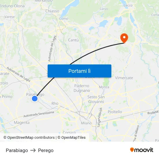 Parabiago to Perego map