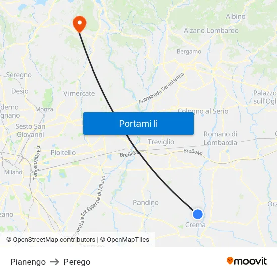 Pianengo to Perego map