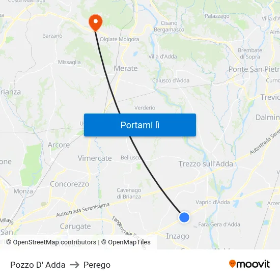 Pozzo D' Adda to Perego map