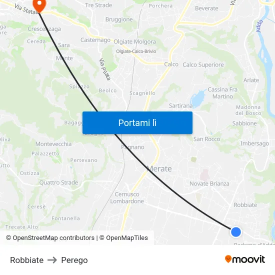 Robbiate to Perego map