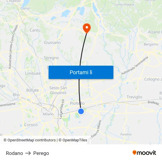 Rodano to Perego map