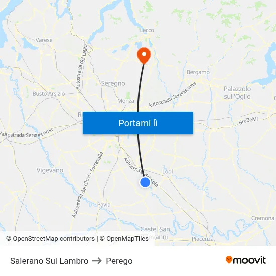 Salerano Sul Lambro to Perego map