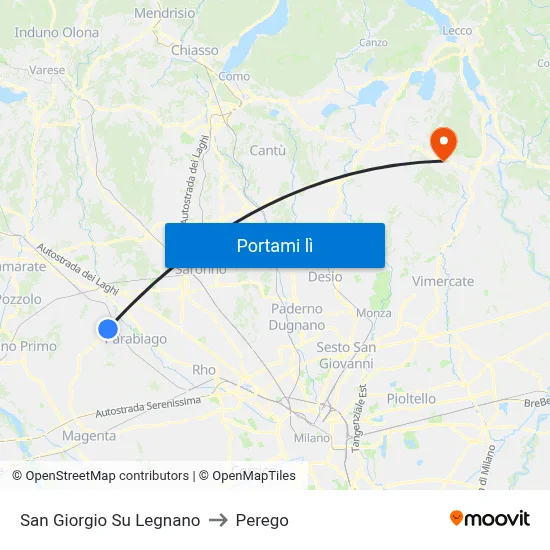 San Giorgio Su Legnano to Perego map