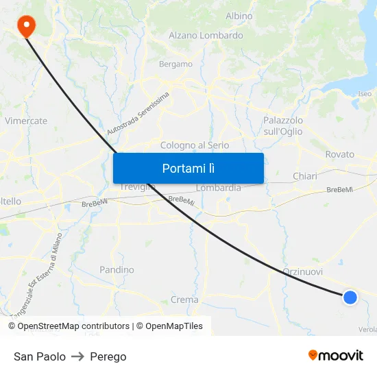 San Paolo to Perego map