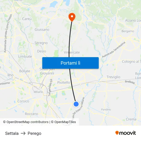 Settala to Perego map