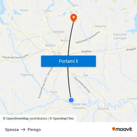 Spessa to Perego map