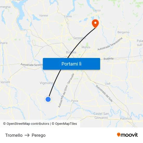 Tromello to Perego map