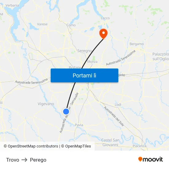 Trovo to Perego map