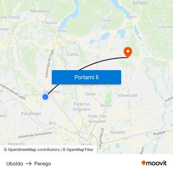 Uboldo to Perego map