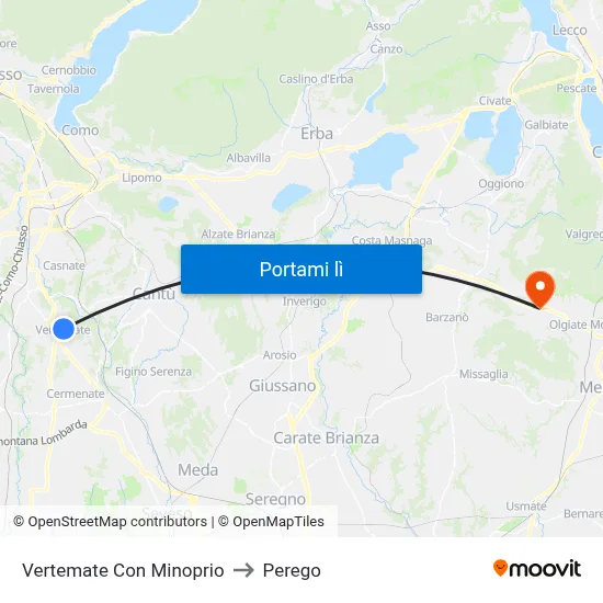 Vertemate Con Minoprio to Perego map