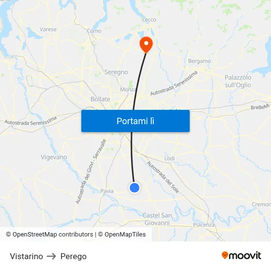 Vistarino to Perego map