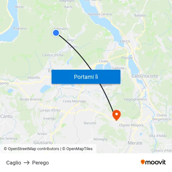 Caglio to Perego map