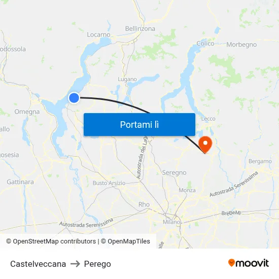Castelveccana to Perego map