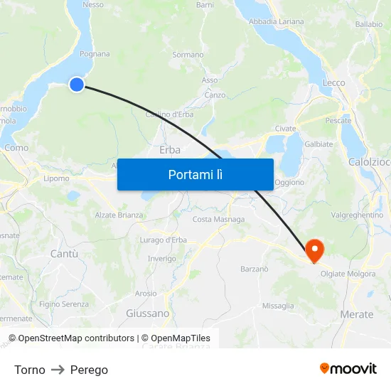Torno to Perego map