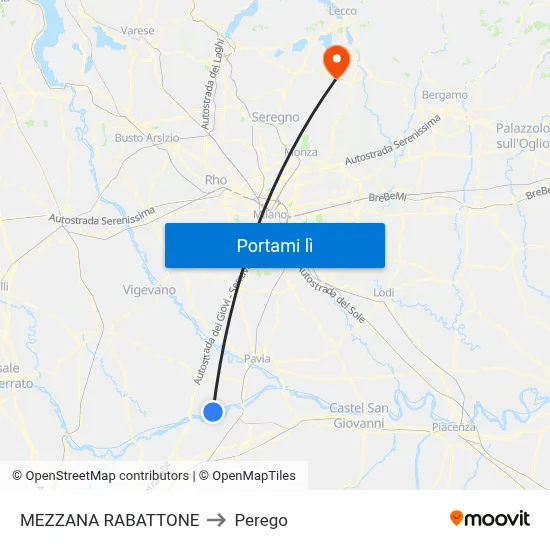 MEZZANA RABATTONE to Perego map
