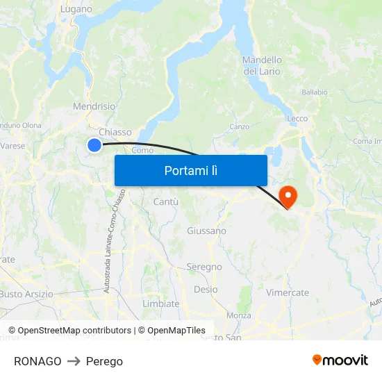 RONAGO to Perego map