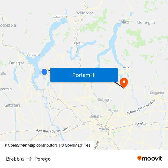 Brebbia to Perego map