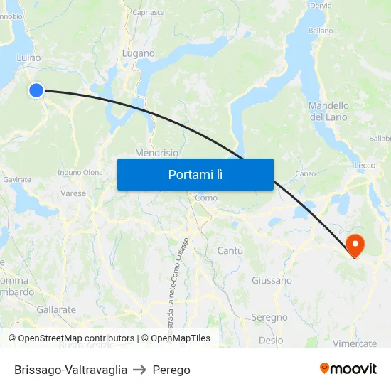 Brissago-Valtravaglia to Perego map