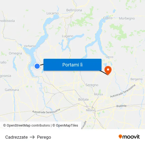 Cadrezzate to Perego map
