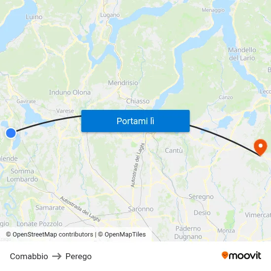 Comabbio to Perego map