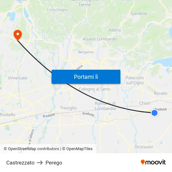 Castrezzato to Perego map
