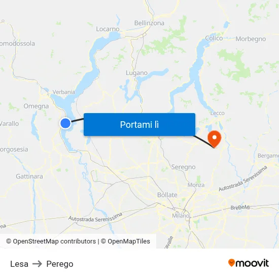 Lesa to Perego map
