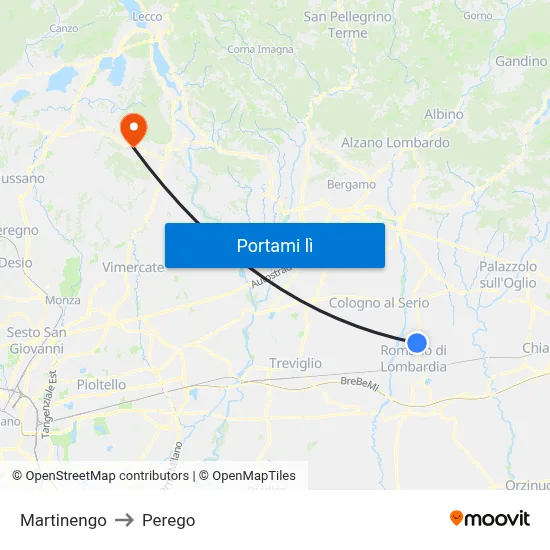 Martinengo to Perego map