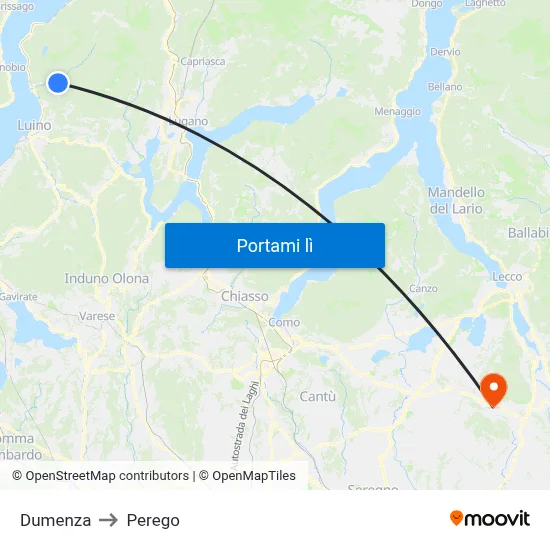 Dumenza to Perego map