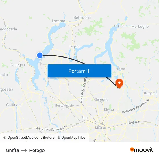 Ghiffa to Perego map