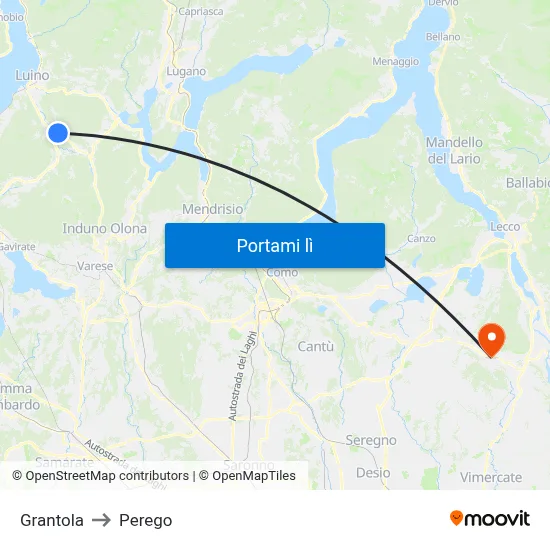 Grantola to Perego map