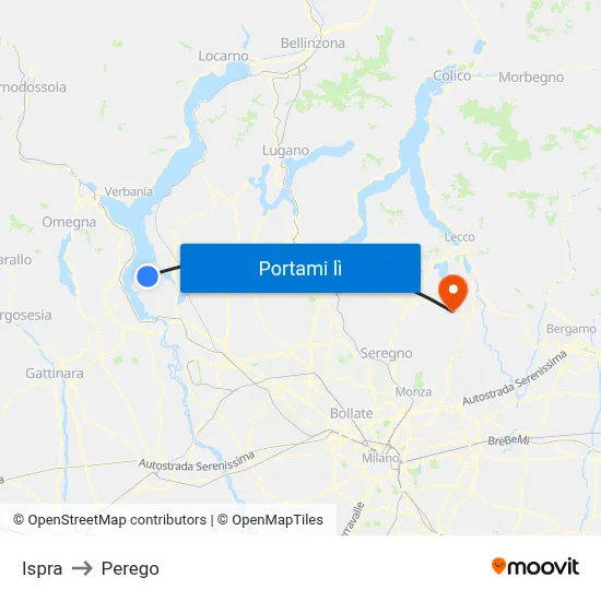 Ispra to Perego map