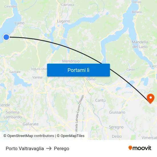Porto Valtravaglia to Perego map