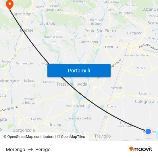 Morengo to Perego map