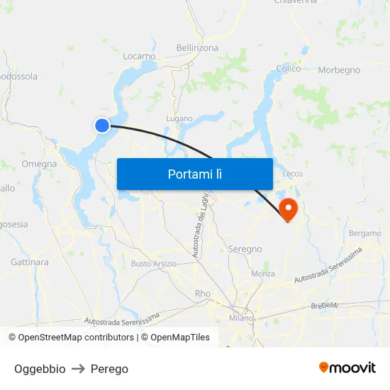 Oggebbio to Perego map