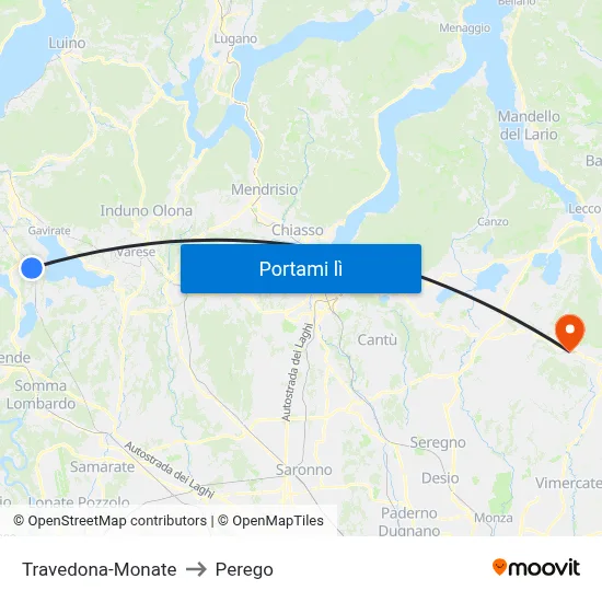 Travedona-Monate to Perego map