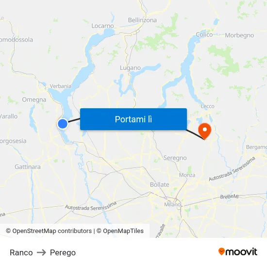 Ranco to Perego map