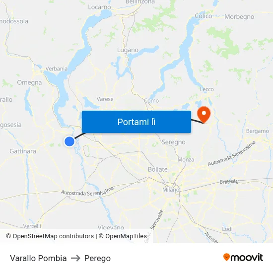 Varallo Pombia to Perego map